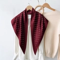 Elegant wine red polka dot silk shawl draped over a white shirt for a stylish look - Polka Dot Print (TBSJJ07) / 87*130CM / Red