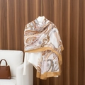 Bohemian paisley scarf in beige and caramel hanging as a stylish beach shawl wrap - 180x85cm / Coffee Totem Paisley (LM344-1)