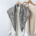 White chiffon shirt with black and white leopard print silk scarf on a wooden hanger - Leopard Print (TBSJJ11) / 87*130CM / White