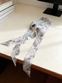 Black and white paisley pattern mulberry silk skinny scarf for hair and neck styling - Paisley Sketch