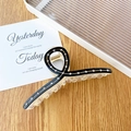Eleganter großer schwarzer Haarklammer-Clip mit Strasssteinen und goldener Metallkante - 11cm / Schwarz