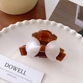Elegante witte strik haarklem van bruin acetaat voor hoge paardenstaart kapsels - Koffie-6.2cm