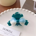 Donkergroene haarklem van acetaat met een decoratieve blauwe gradiënt strik - Smaragdgroen-6.2cm