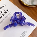 Elegant purple acetate hair claw clip with marble texture in a stylish bow design - Dark Blue