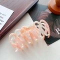 Pink and cream marbled acetate hair claw clip with a wavy hollow design for women - Floral Pink
