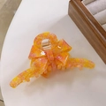 Bow hair claw clip with orange and yellow plaid pattern in acetate resin material - Orange - 10.8cm