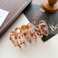 Elegant large marble patterned acetate hair claw clip with amber and white texture - Floral Coffee