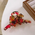 Pinza per capelli a fiocco in acetato con elegante trama marmorizzata rossa e ambra - Caffè Rosso - 10.8cm