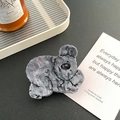 Cute gray marble acetate bear hair claw clip for large hair buns and styling - Small-7cm / Gray