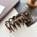 Elegant large acetate hair claw clip featuring brown and green marble patterns - Coffee Green