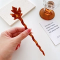 Épingle à cheveux feuille d'érable élégante en acétate écaille et design ondulé - Café (18cm)