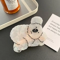 Cute white marble acetate poodle hair claw clip with cartoon style design - Large-10cm / Iridescent White