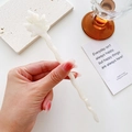 Elegant white acetate hair pin with maple leaf design and wavy wand for bun hairstyles - White (18cm)