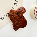 Pinza per capelli a forma di koala in acetato ambrato con texture marmorizzata chic - Grande-10cm / Marrone