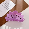 Pince à cheveux lotus violette en acétate ornée de strass rouges brillants et élégants - Violet