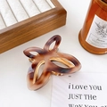 French style tortoiseshell butterfly hair claw clip with golden metal inner spring - Rice Brown