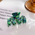 Mini molletta per capelli in acetato con eleganti motivi marmorizzati blu e verdi - M-Granchio Nero Verde