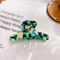 Mini molletta per capelli con motivo marmorizzato verde e blu per frangia e coda - Fermaglio Nero Verde