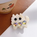 Molletta per capelli a gatto color crema con strass a cuore scintillanti - Bianco Crema Becco d'Anatra