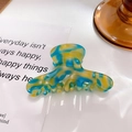 Mini molletta per capelli in acetato con trama marmorizzata blu e gialla per lo stile - Fermaglio Giallo Blu