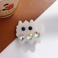 Pinza per capelli a gatto in acetato bianco con strass a cuore colorati e finitura perlata - Bianco Abbagliante-Fermaglio a becco d'anatra