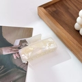 Large square acetate hair claw clip with cream marble texture for thick hair buns - 9cm / White