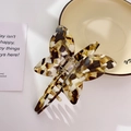 Elegante molletta per capelli a farfalla con motivo tartarugato vintage e resina - Giallo Marrone-12cm