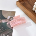 Rectangular hair claw clip with pink marble acetic acid pattern for women's hairstyling - 9cm / Pink