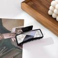 Acetate square hair claw clip with black and white tortoiseshell pattern patchwork finish - 9cm / Black