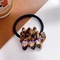 Chic acetate cat hair tie with rhinestone hearts and tortoiseshell pattern finish - Iridescent Coffee Hair Tie