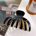 Large tortoiseshell acetate hair claw clip in black and gold for thick hair styling - 8.9CM / Black