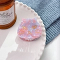 Pink marble pattern acetate cat claw clip with gold accents and minimalist design - 5cm / Pink Purple