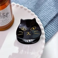 Cute black and gold cat acetate hair claw clip for girls, minimalist styling accessory - 5cm / Black
