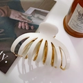 Large cream white octopus claw hair clip with gold metal frame for thick hair - 8.9CM / Cream
