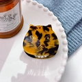 Cute cat-shaped acetate hair clip in retro tortoiseshell pattern for side styling - 5cm / Coffee Tortoise Shell