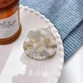 Grey marble acetate cat claw hair clip with golden facial details on a white tray - 5cm / Iridescent Gray