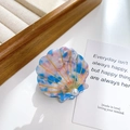 Blue and pink marble acetate seashell hair clip with pearl detail for women - Blue Pink (5cm)