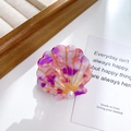 Purple marble acetate shell hair clip with white pearl and gold accents on desk - Pink Purple (5cm)