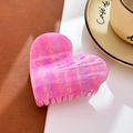 Rosafarbene Haarspange in Herzform mit Marmoreffekt aus hochwertigem Acetat - 8.6cm / Rosa-Lila