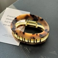 Große ovale Haarklammer aus Acetat in Schildpatt-Optik mit goldenem Metall-Federmechanismus - Schildpatt (8.9cm)