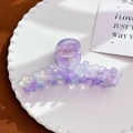 Elegant purple gradient flower hair claw clip with pearls on a decorative white plate - Large / Metallic Purple