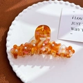 Amber gradient flower hair claw clip with pearls and elegant acetate finish - Large / Colorful Orange