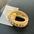 Pink and yellow marble acetate oval hair claw clip with gold metal frame - Colorful Orange-Pink (8.9cm)