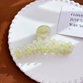 Light green acetate flower hair claw clip with faux pearls for elegant women hairstyles - Large / Iridescent Cyan