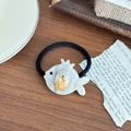 Elastico per capelli a forma di pesce bianco in acetato con cristallo giallo a goccia - 4.2cm / Bianco