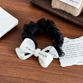 Elegante elastico per capelli in rete nera con un grande fiocco in acetato bianco - Bianco Trasparente