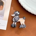 Accessoire cheveux caniche en acétate noir et blanc avec des strass colorés brillants - Pinces à cheveux bec de canard / Gris