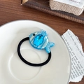 Elastico per capelli a pesce in acetato blu chiaro con strass blu e fascia elastica - 4.2cm / Celeste