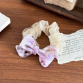Elastico per capelli con fiocco in acetato viola marmorizzato e organza beige - Viola