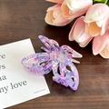 Pince à cheveux papillon marbre violet avec design ajouré élégant pour femmes - 8.7cm / Rose Pourpre
